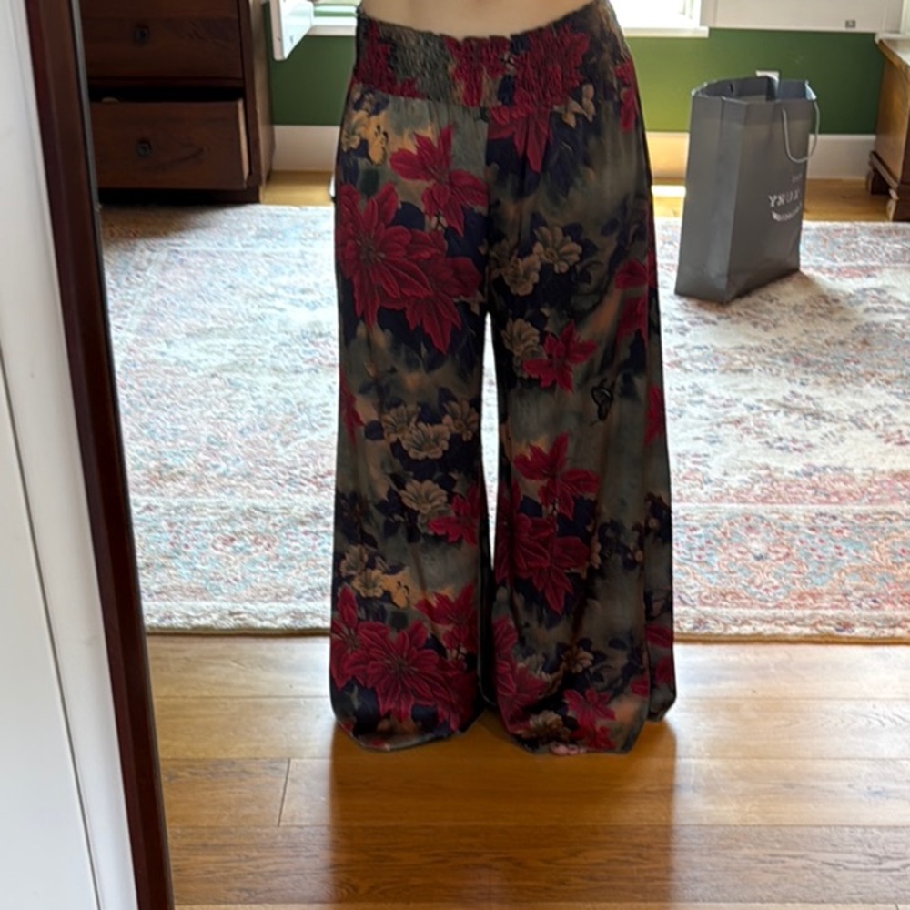 Johnny Was Red and Black Wide Leg Pants
